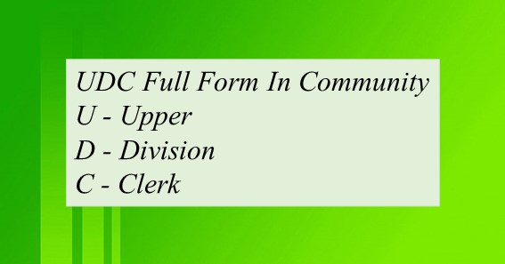 UDC Full Form In Community